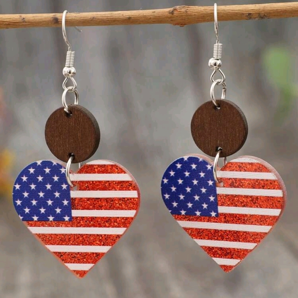Patriotic Heart Earrings
